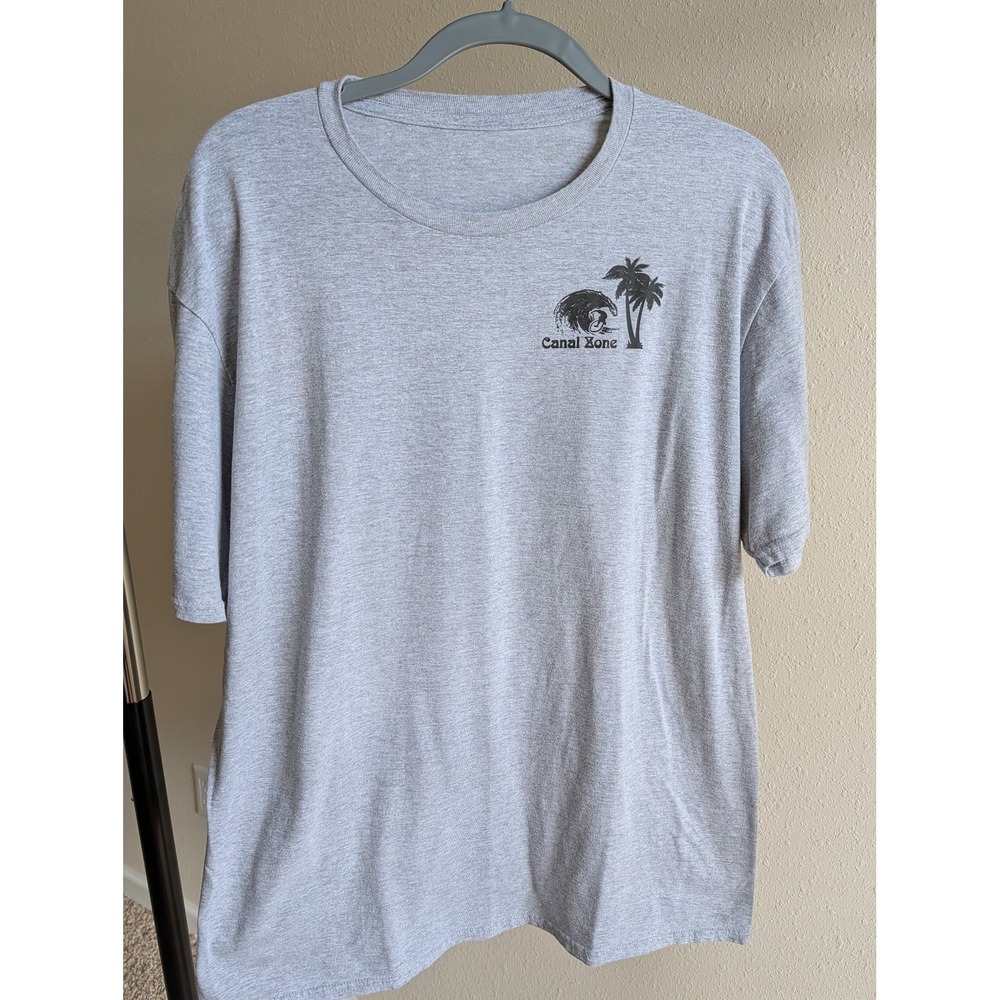 ASKA 84 Canal Zone Graphic T-Shirt Heather Grey Iron Maiden Eddie Print Mens L